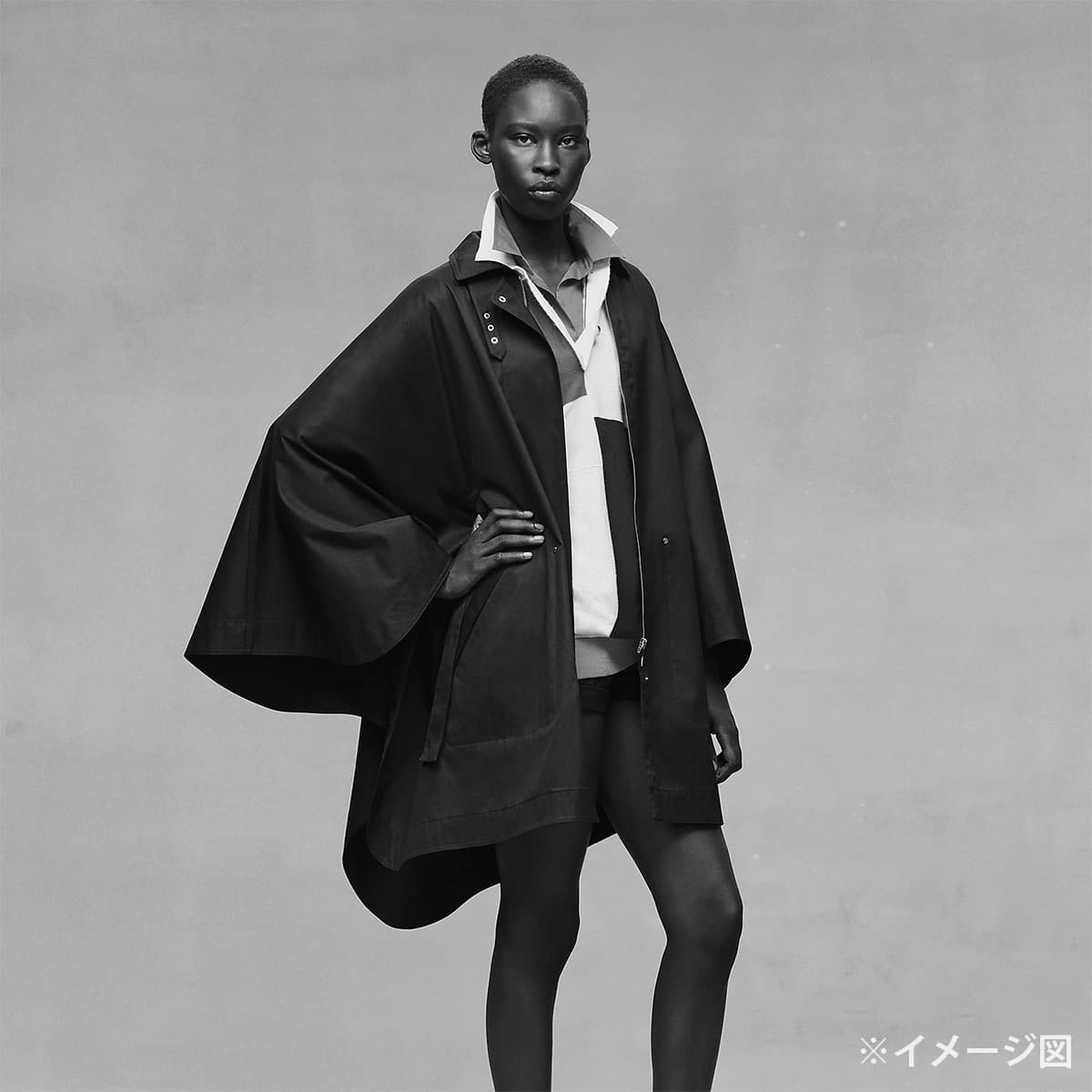 2026SS HERMES Poncho Cape coat with Sellier buttonsBrown Mahogany Cotton100% #34 H6E0162DK[EXCELLENT][Authentic]