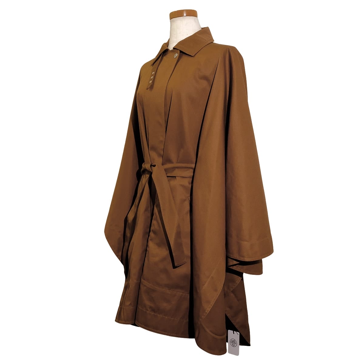 2026SS HERMES Poncho Cape coat with Sellier buttonsBrown Mahogany Cotton100% #34 H6E0162DK[EXCELLENT][Authentic]