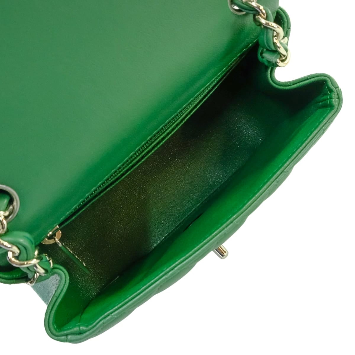 [Pre-loved] CHANEL Shoulder bag Mini Matelasse COCO Mark Chain Green Lambskin Silver HW A35200[LIKE NEW][Authentic]