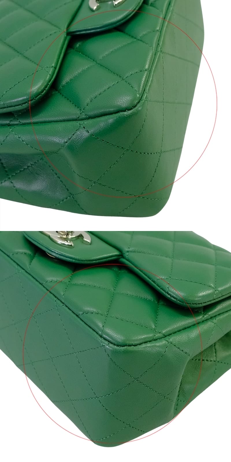[Pre-loved] CHANEL Shoulder bag Mini Matelasse COCO Mark Chain Green Lambskin Silver HW A35200[LIKE NEW][Authentic]