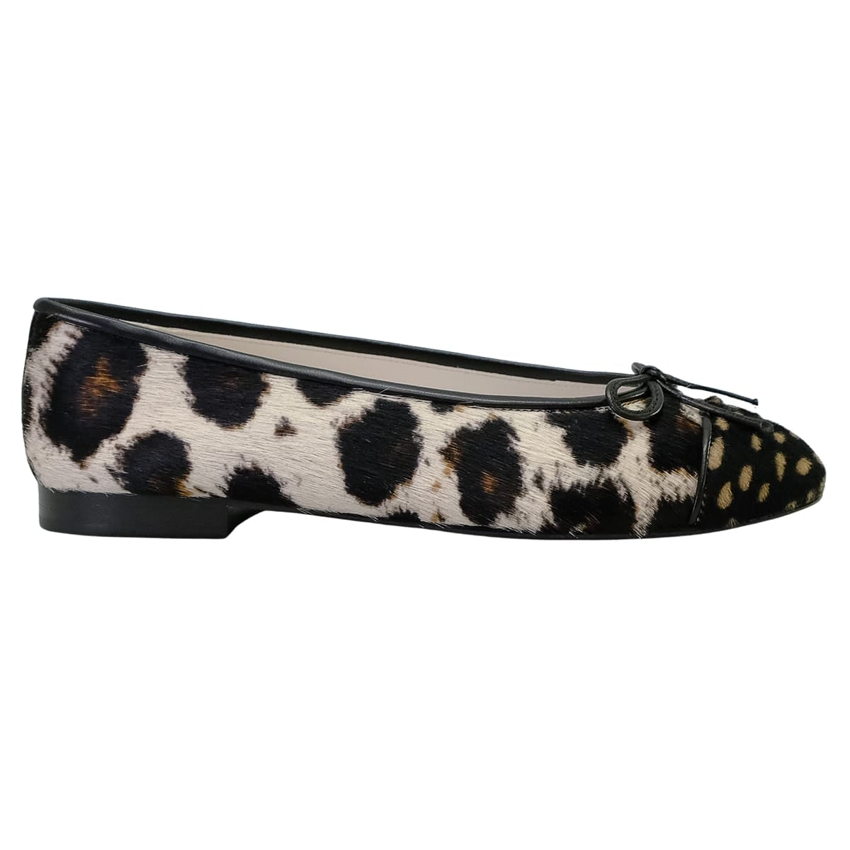 2026SS CHANEL ballet shoes(flat shoes) Ballerina Flats Bambi Animal Print COCO Mark Noir (Black)/Blanc (White) Unborn Calf/Lambskin #37.5C G47280[EXCELLENT][Authentic]