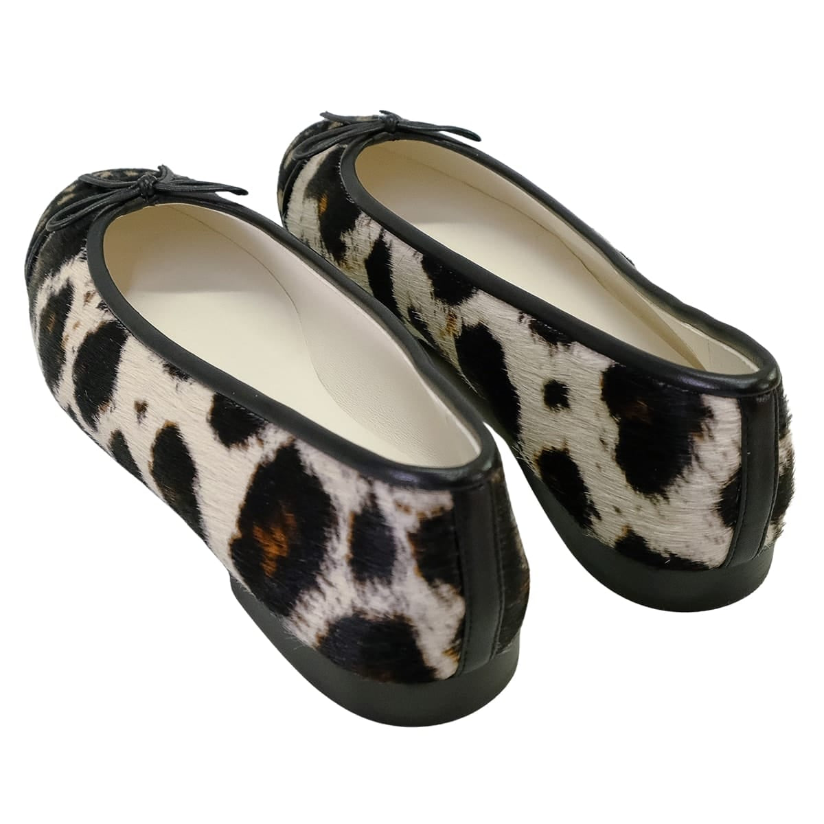 2026SS CHANEL ballet shoes(flat shoes) Ballerina Flats Bambi Animal Print COCO Mark Noir (Black)/Blanc (White) Unborn Calf/Lambskin #37.5C G47280[EXCELLENT][Authentic]