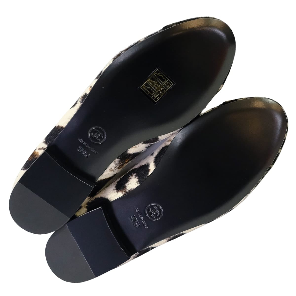 2026SS CHANEL ballet shoes(flat shoes) Ballerina Flats Bambi Animal Print COCO Mark Noir (Black)/Blanc (White) Unborn Calf/Lambskin #37.5C G47280[EXCELLENT][Authentic]