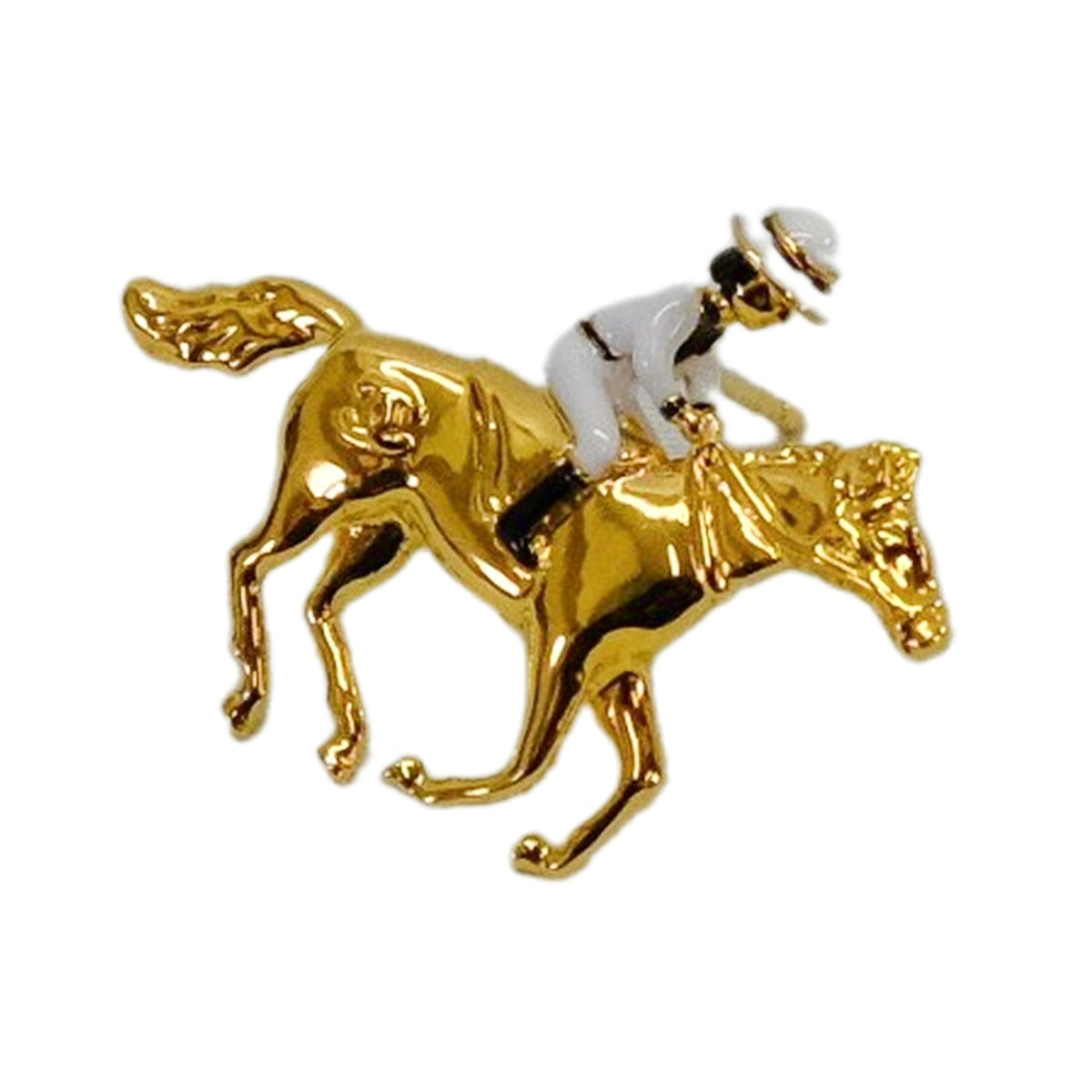 2026SS CHANEL pierced earring Horse & Jockey Mademoiselle Motif COCO Mark Gold/Blanc (White) Metal/Resin Gold HW ABH261[BRAND NEW][Authentic]