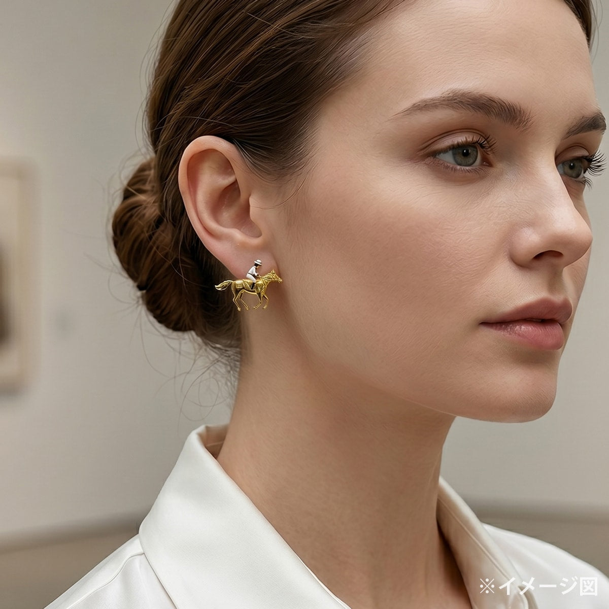 2026SS CHANEL pierced earring Horse & Jockey Mademoiselle Motif COCO Mark Gold/Blanc (White) Metal/Resin Gold HW ABH261[BRAND NEW][Authentic]