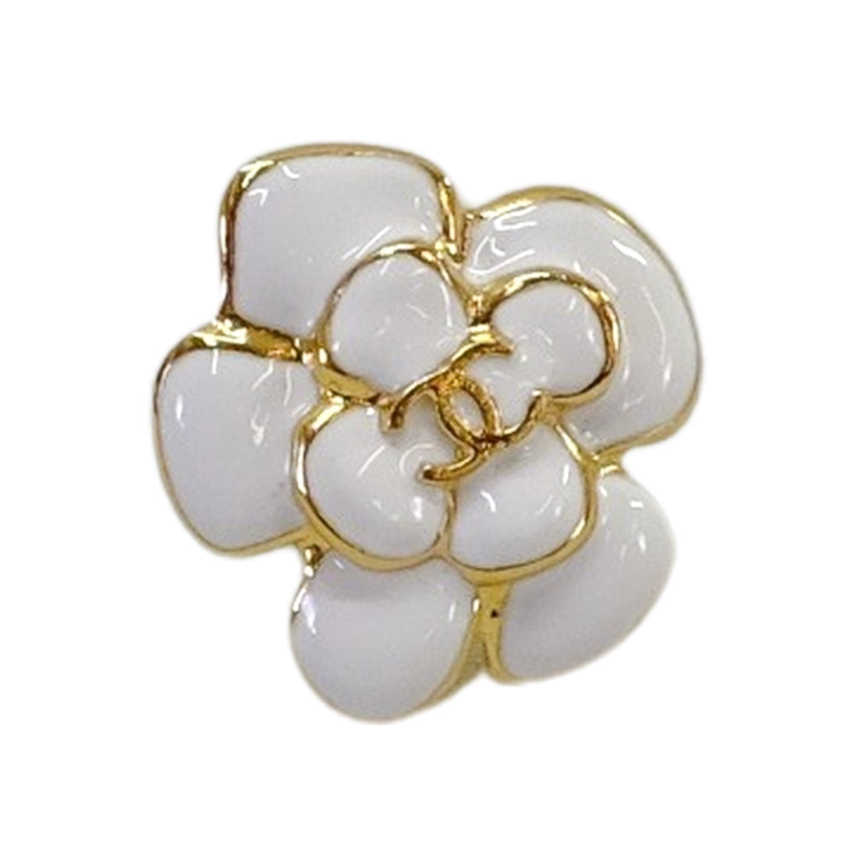 2026SS CHANEL pierced earring Camelia COCO Mark Blanc (White)/Gold Metal/Resin Gold HW ABH302[BRAND NEW][Authentic]