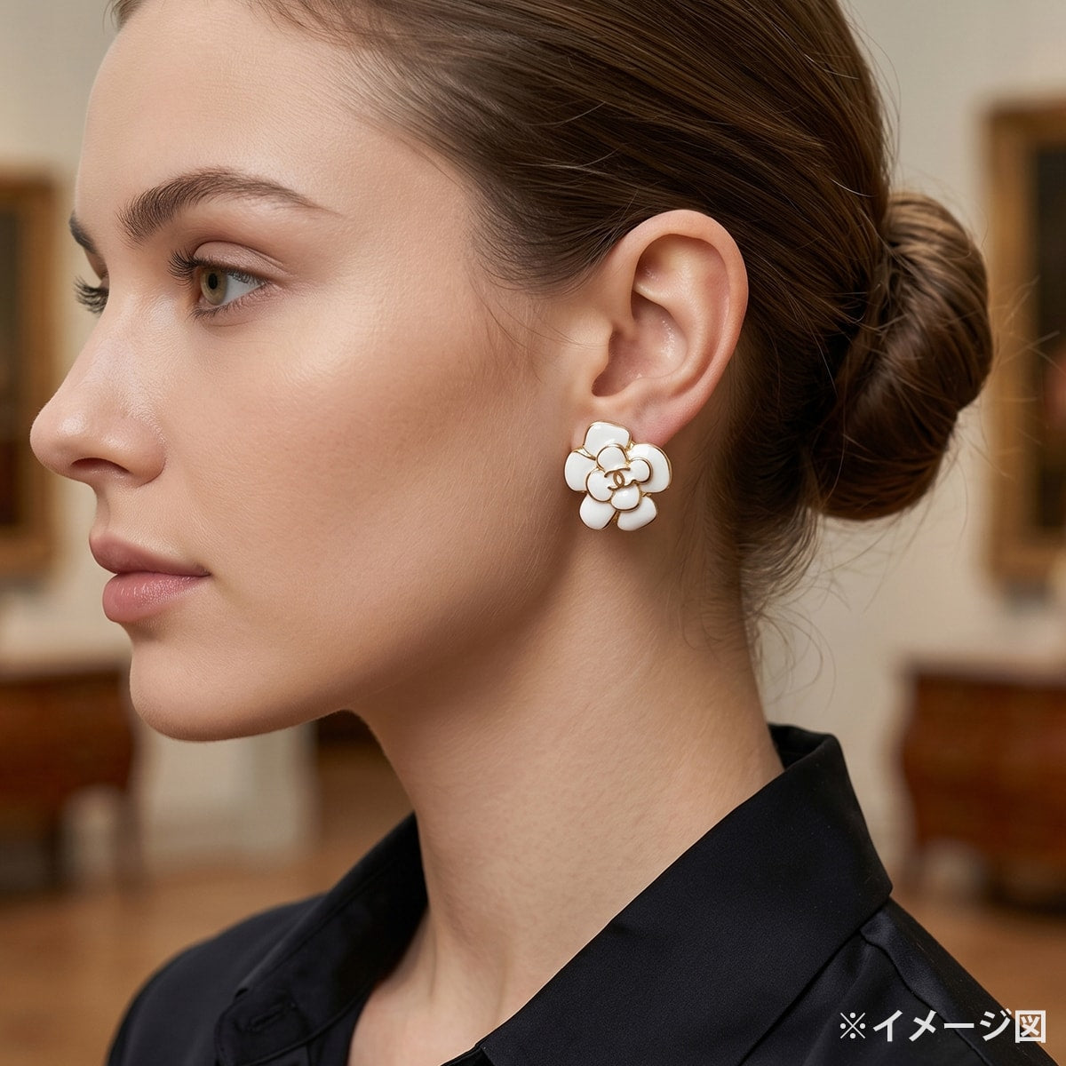 2026SS CHANEL pierced earring Camelia COCO Mark Blanc (White)/Gold Metal/Resin Gold HW ABH302[BRAND NEW][Authentic]