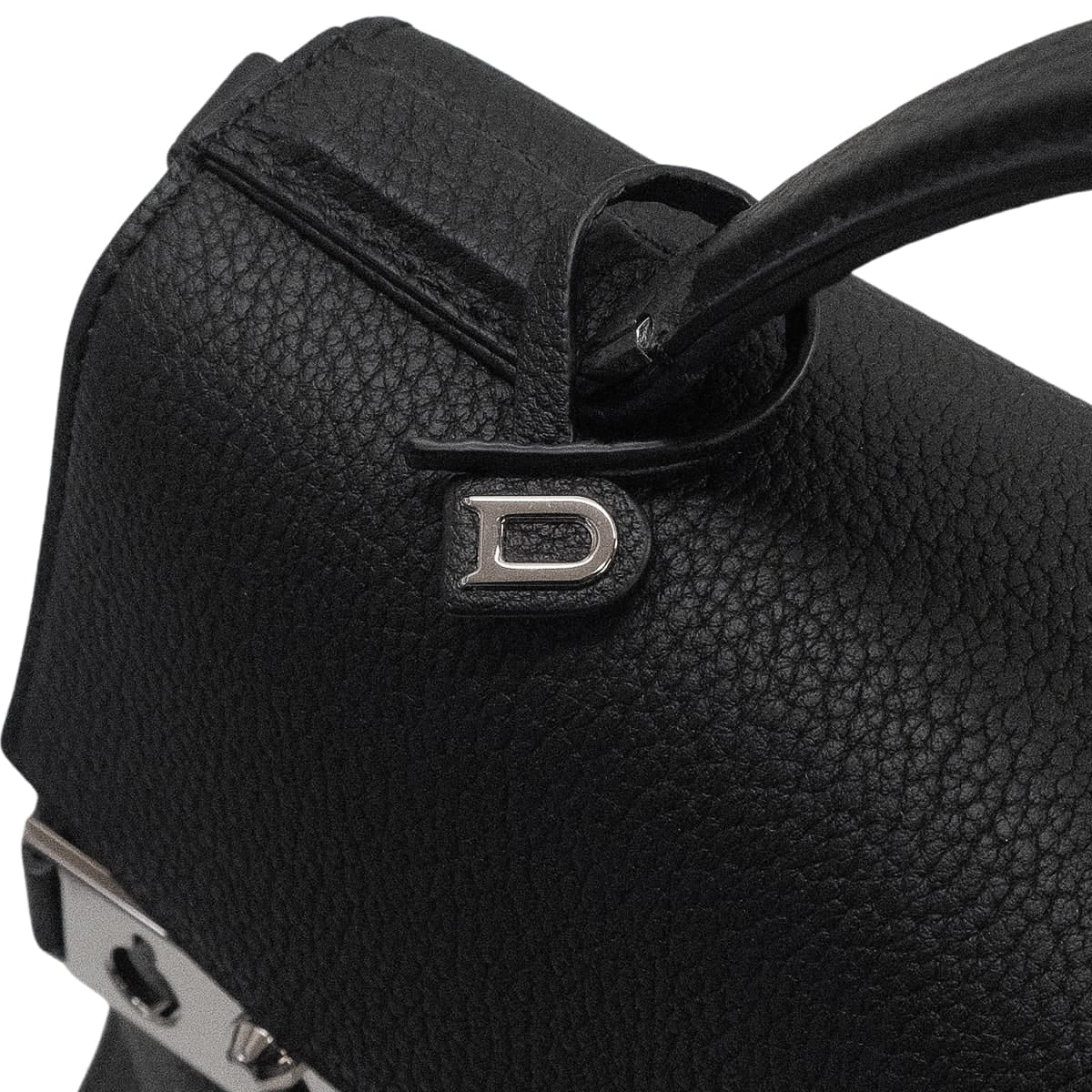 Delvaux Handbag Tempete L Noir (Black) Derby Grain Calf Leather Silver HW AA0723BNV099ZPA[EXCELLENT][Authentic]