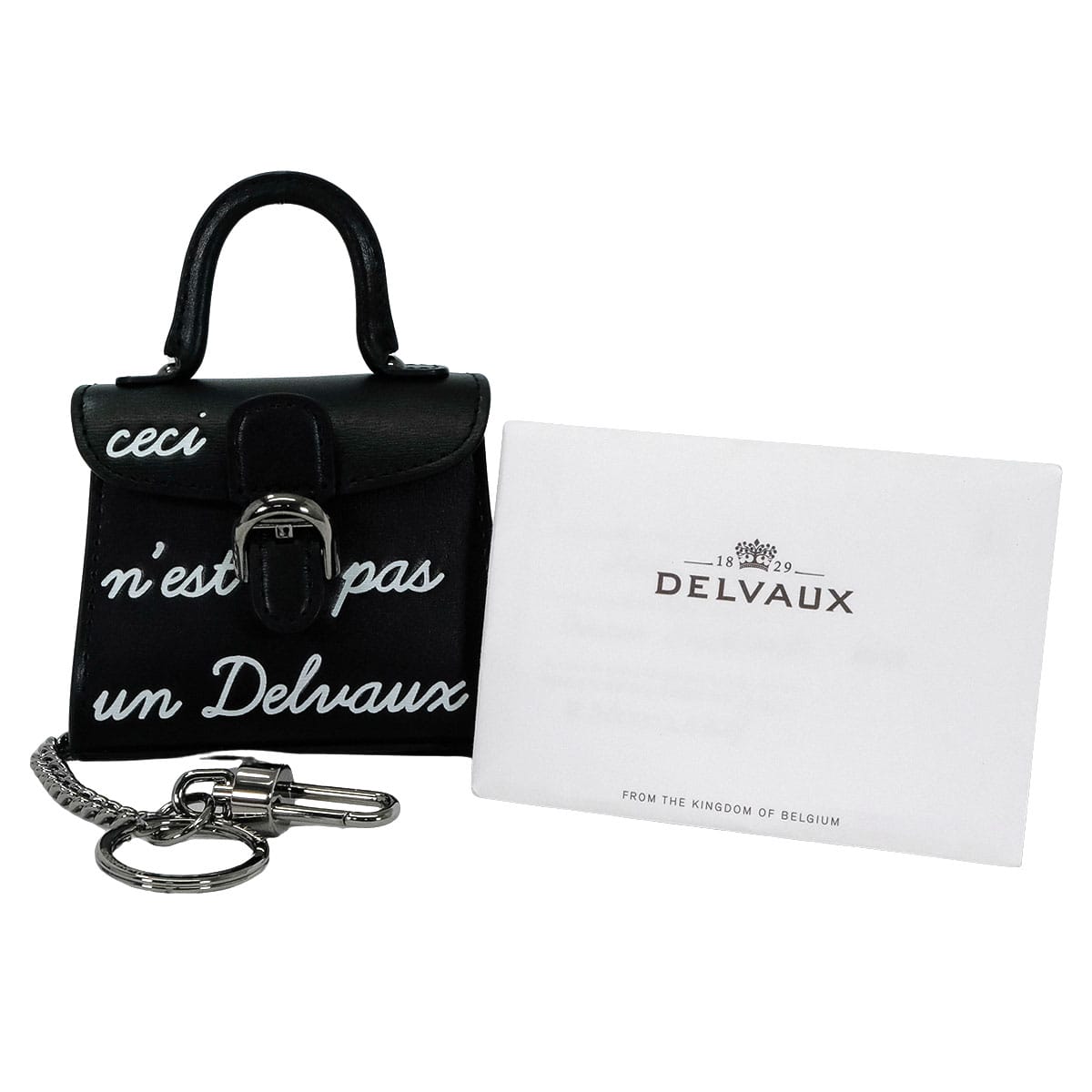 Delvaux bag charm Brillant Mini L'Humour Noir (Black)/Blanc (White) Calf Leather Silver HW[BRAND NEW][Authentic]