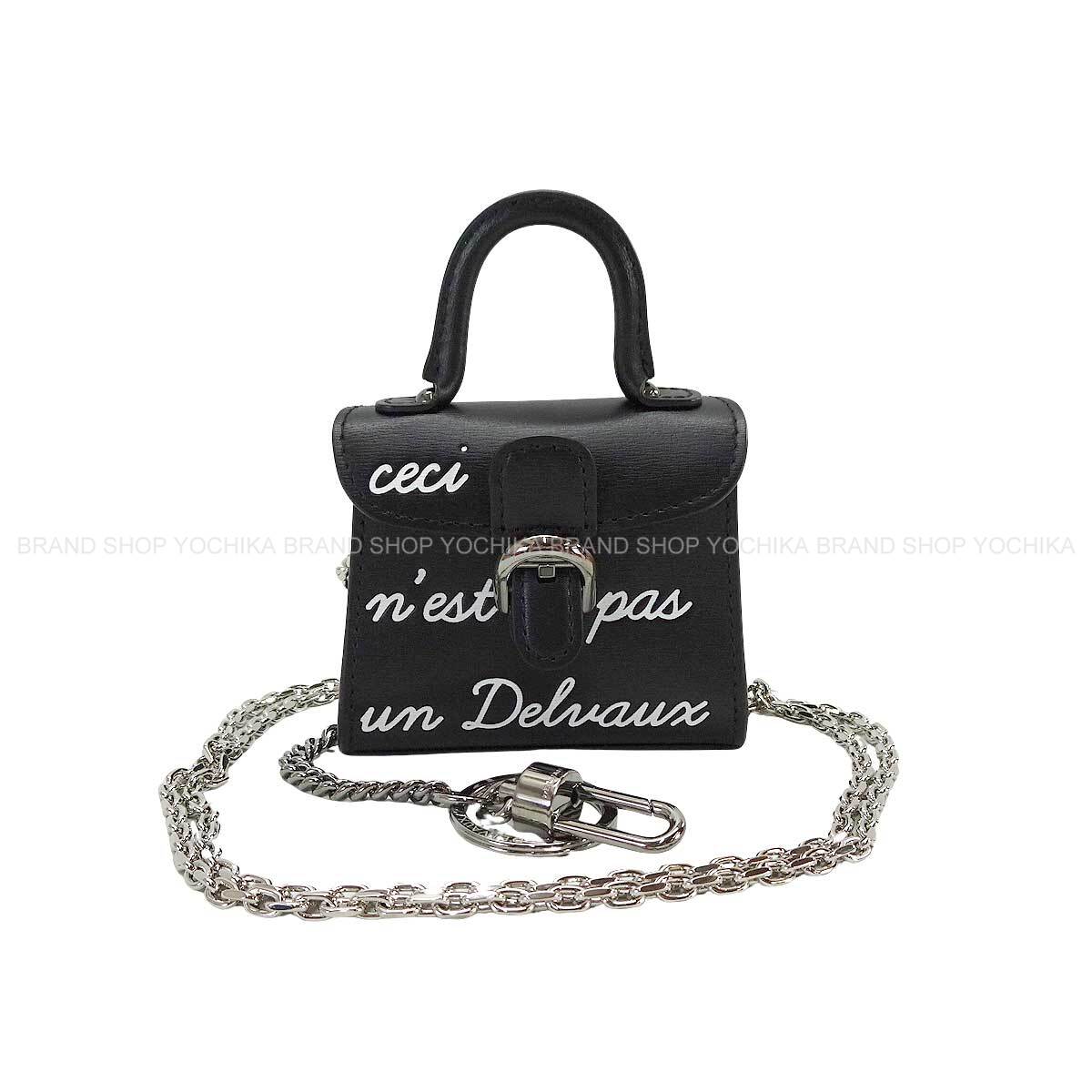 Delvaux bag charm Brillant Mini L'Humour Noir (Black)/Blanc (White) Calf Leather Silver HW[BRAND NEW][Authentic]