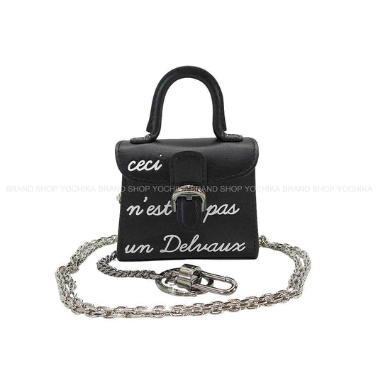 Delvaux bag charm Brillant Mini L'Humour Noir (Black)/Blanc (White) Calf Leather Silver HW[BRAND NEW][Authentic]