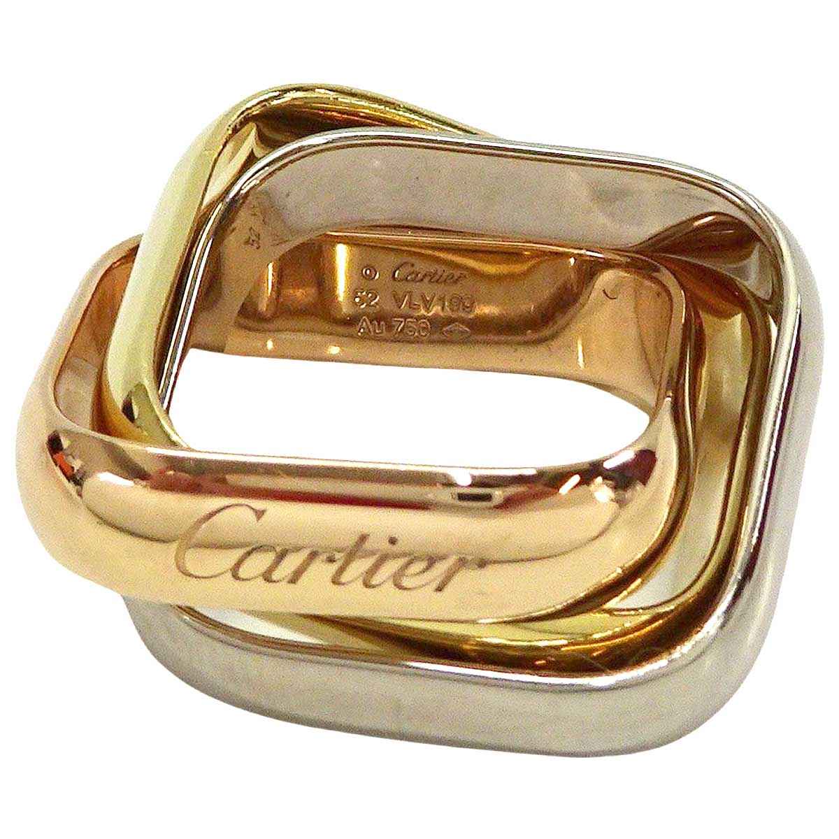 CARTIER ring Trinity Cushion Classic ModelYellow Gold/White Gold/Pink Gold K18YG/K18WG/K18PG #52 B4240600[EXCELLENT][Authentic]