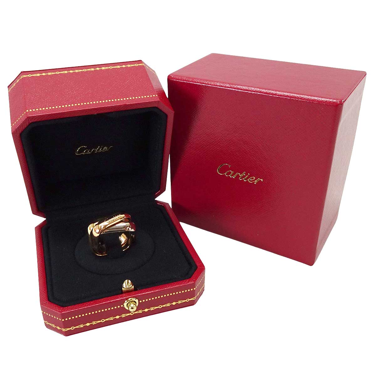 CARTIER ring Trinity Cushion Classic ModelYellow Gold/White Gold/Pink Gold K18YG/K18WG/K18PG #52 B4240600[EXCELLENT][Authentic]
