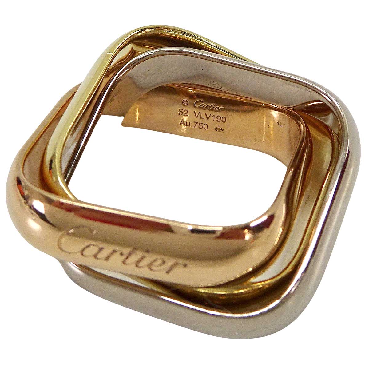 CARTIER ring Trinity Cushion Classic ModelYellow Gold/White Gold/Pink Gold K18YG/K18WG/K18PG #52 B4240600[EXCELLENT][Authentic]