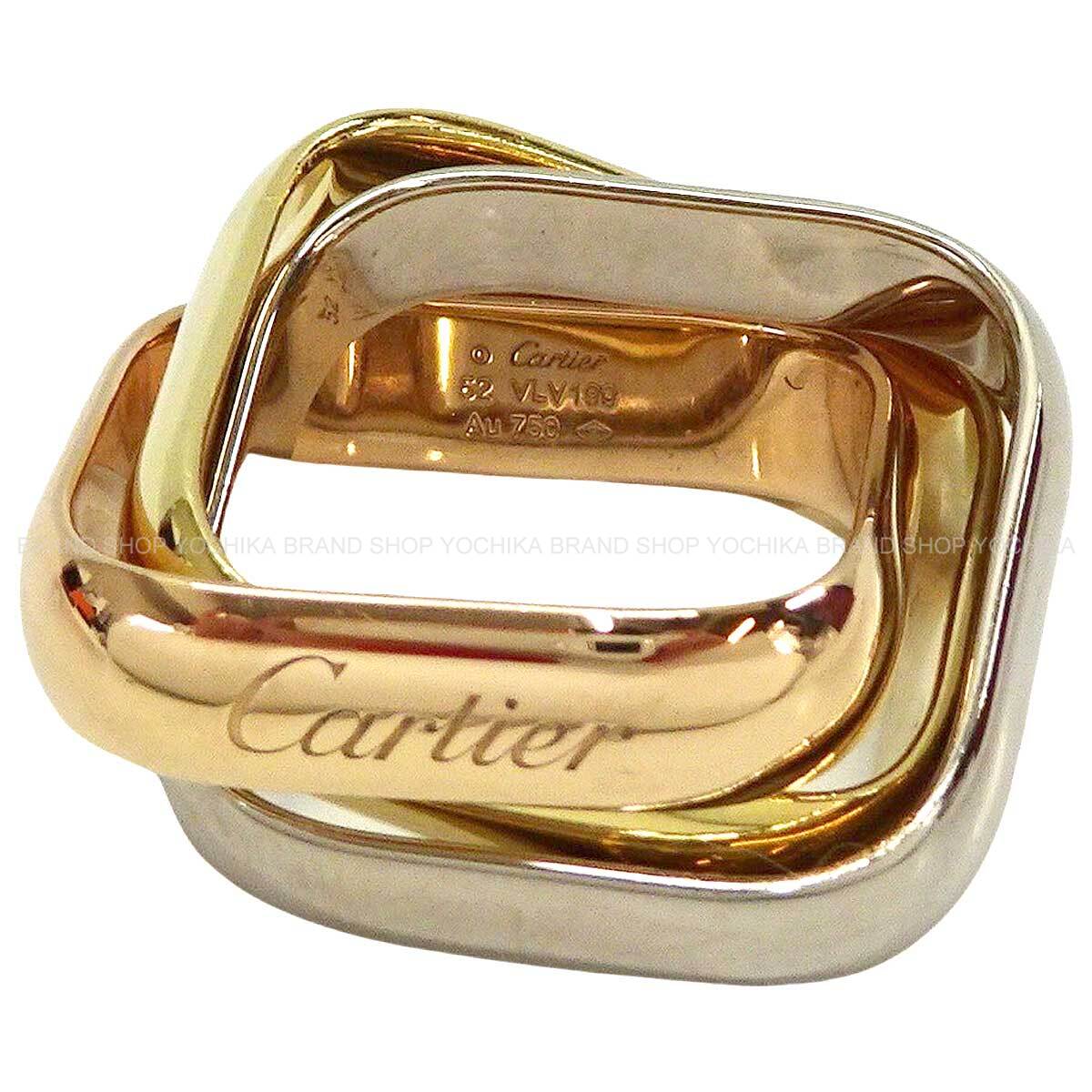CARTIER ring Trinity Cushion Classic ModelYellow Gold/White Gold/Pink Gold K18YG/K18WG/K18PG #52 B4240600[EXCELLENT][Authentic]