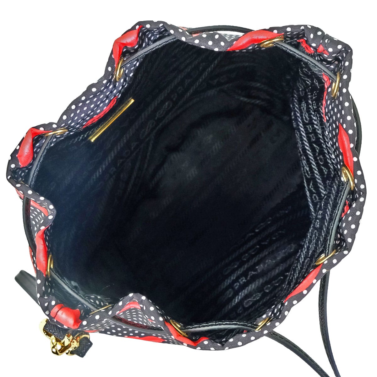2025AW PRADA Pouch Printed Re-Nylon Noir (Black)/Red Recycle Polyamide Gold HW 1NS369_2HFL_F0002[EXCELLENT][Authentic]