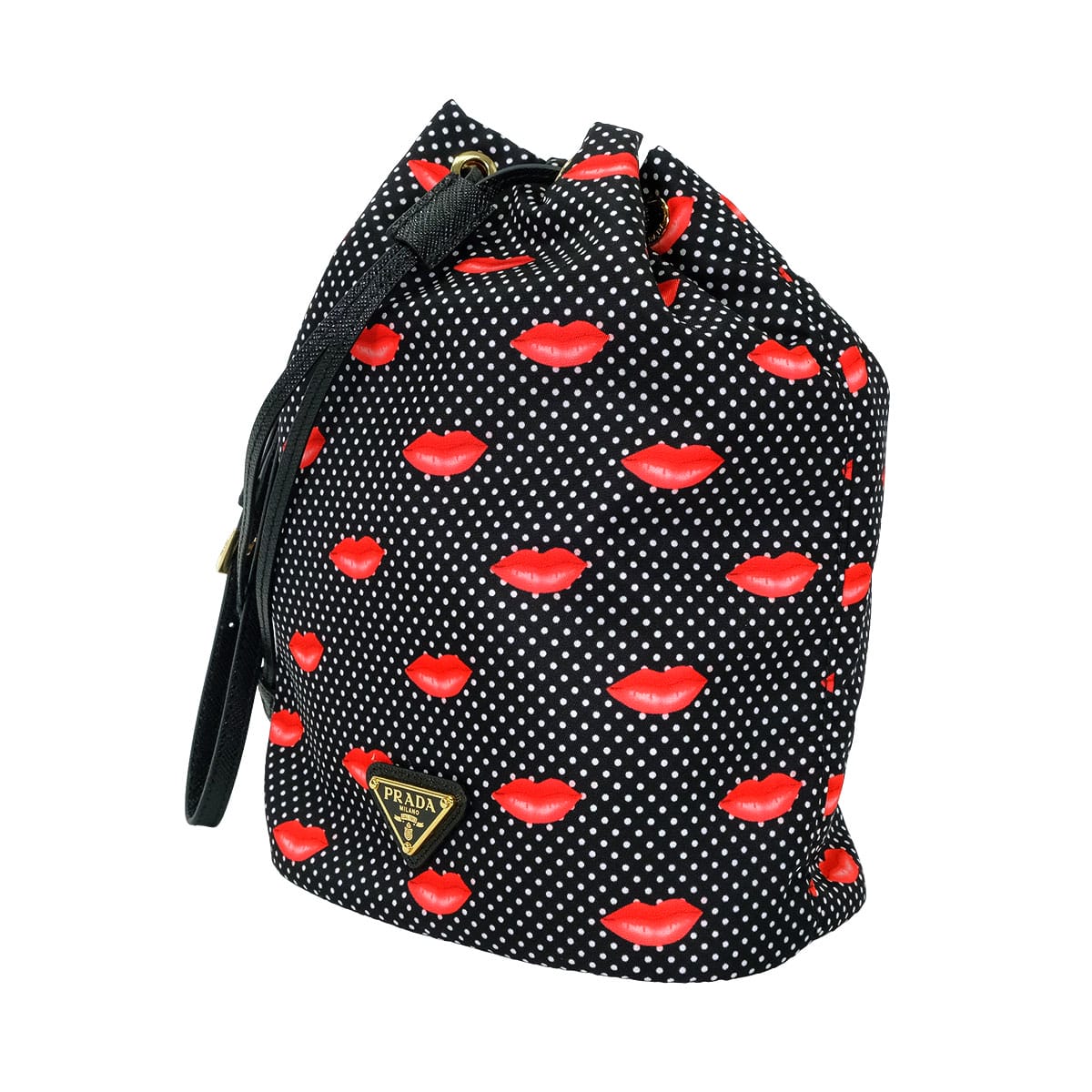2025AW PRADA Pouch Printed Re-Nylon Noir (Black)/Red Recycle Polyamide Gold HW 1NS369_2HFL_F0002[EXCELLENT][Authentic]