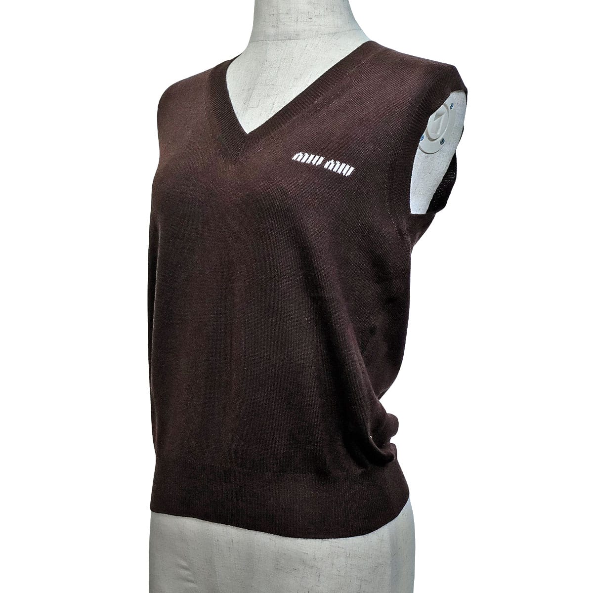 2025 Cruise Collection Miu Miu Vests Wool SweaterCocoa Brown Virgin Wool #38 MMV209_14RH_F0324_S_OOO[EXCELLENT][Authentic]