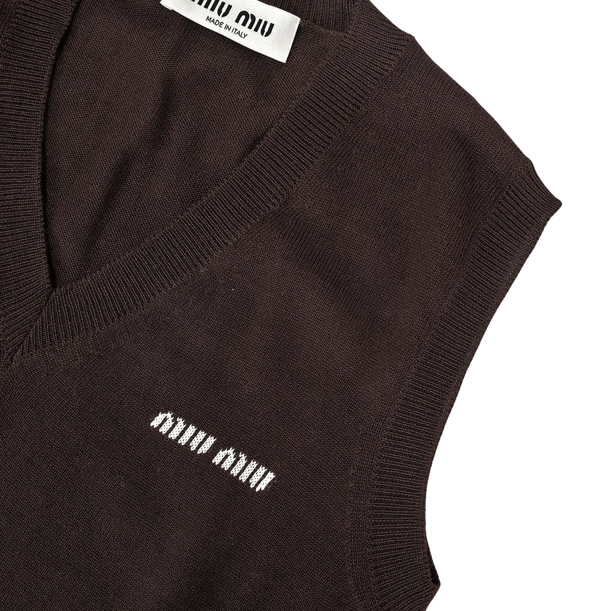 2025 Cruise Collection Miu Miu Vests Wool SweaterCocoa Brown Virgin Wool #38 MMV209_14RH_F0324_S_OOO[EXCELLENT][Authentic]