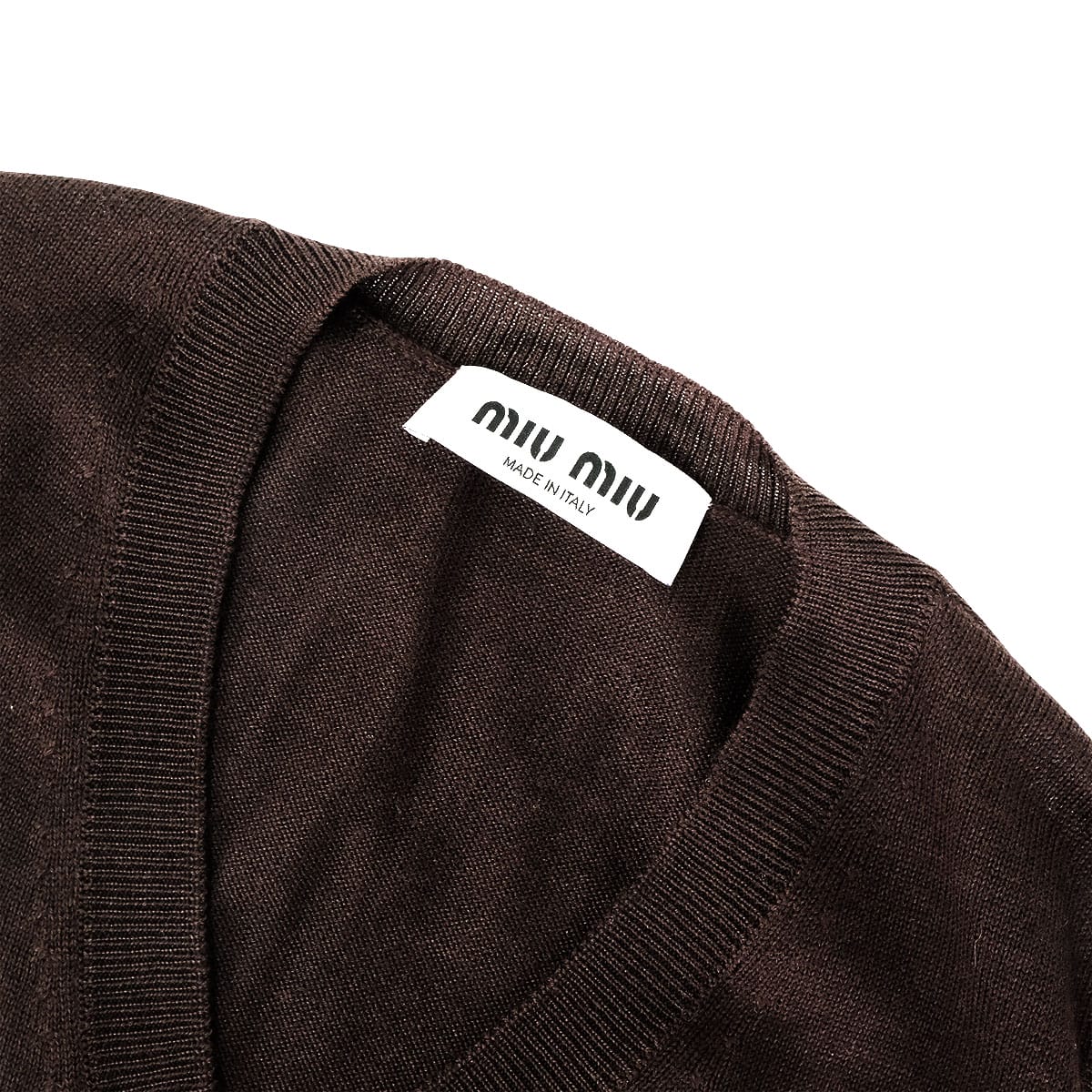 2025 Cruise Collection Miu Miu Vests Wool SweaterCocoa Brown Virgin Wool #38 MMV209_14RH_F0324_S_OOO[EXCELLENT][Authentic]