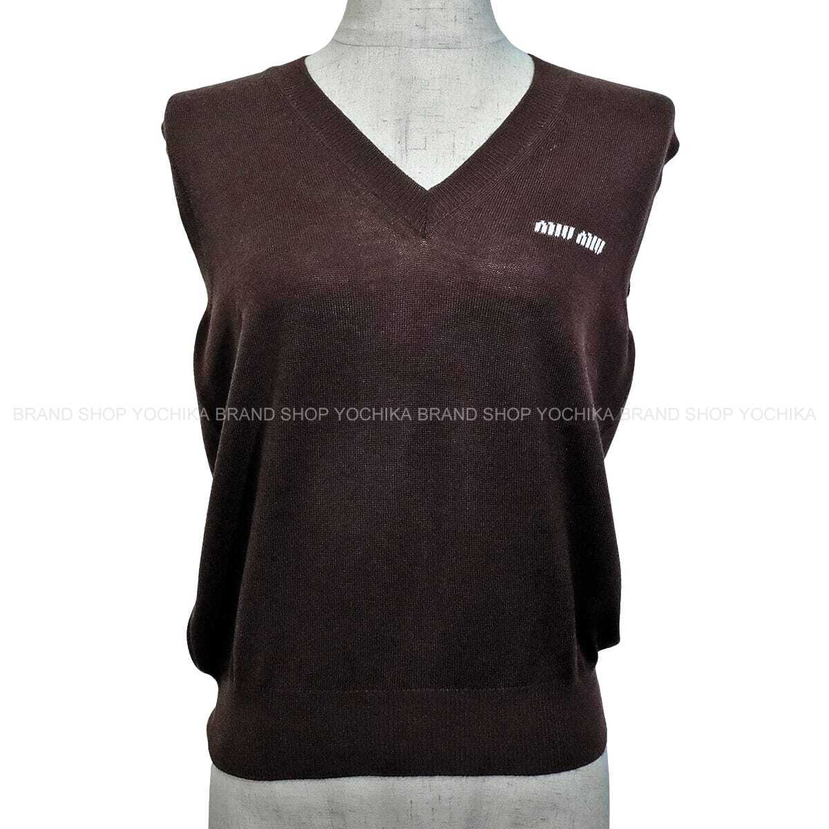 2025 Cruise Collection Miu Miu Vests Wool SweaterCocoa Brown Virgin Wool #38 MMV209_14RH_F0324_S_OOO[EXCELLENT][Authentic]