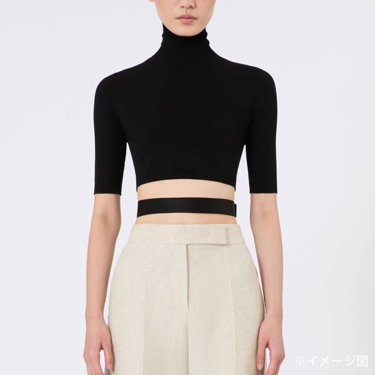 2024SS MAX MARA Knit Women's Cropped Knit Zippered Canale Noir (Black) Reyon/Polyester #S Mat Black HW 136126306[EXCELLENT][Authentic]