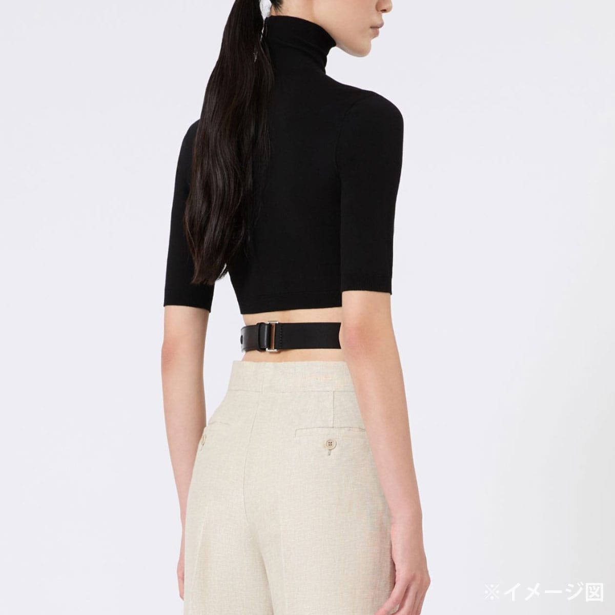 2024SS MAX MARA Knit Women's Cropped Knit Zippered Canale Noir (Black) Reyon/Polyester #S Mat Black HW 136126306[EXCELLENT][Authentic]