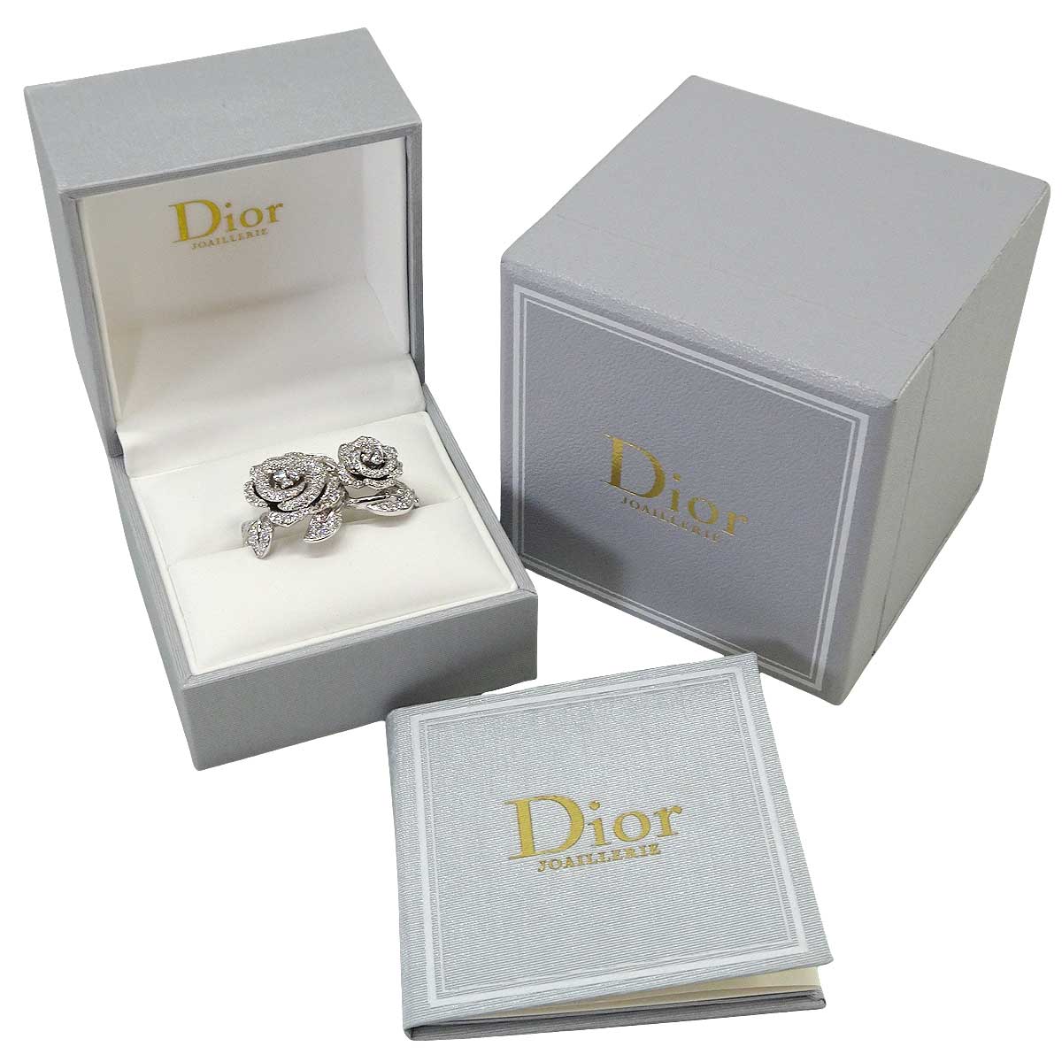 Dior ring Double Rose BagatelleWhite Gold K18WG #49 JBAG94057[EXCELLENT][Authentic]