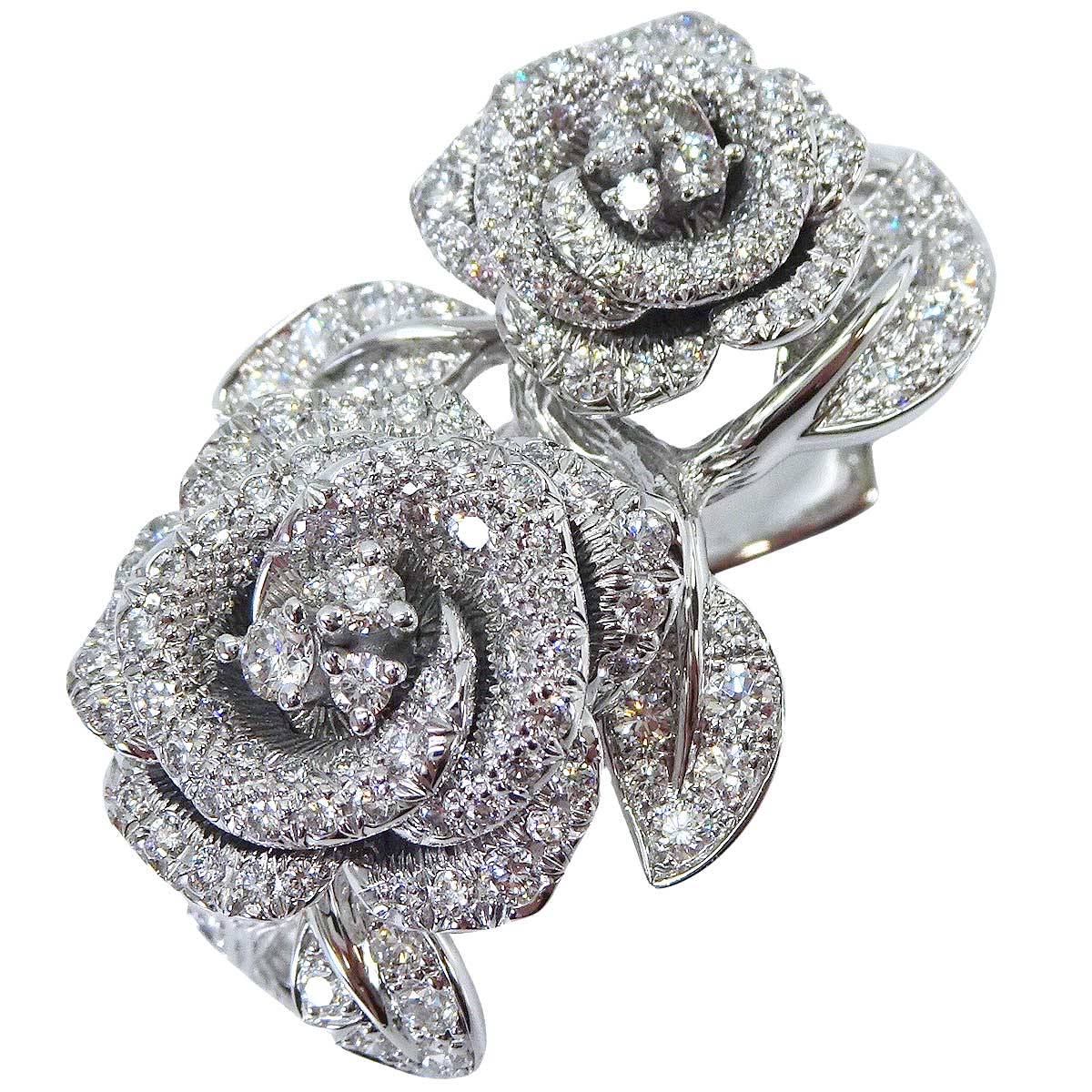 Dior ring Double Rose BagatelleWhite Gold K18WG #49 JBAG94057[EXCELLENT][Authentic]