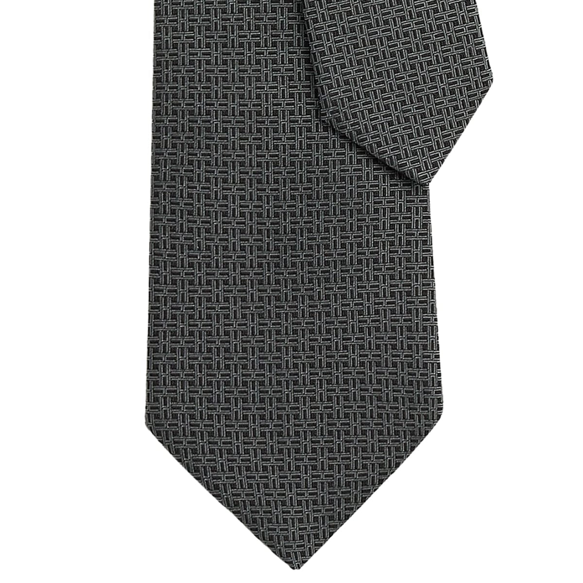 HERMES tie Pince H Noir (Black)/Grey Silk100% H339423T 02[BRAND NEW][Authentic]