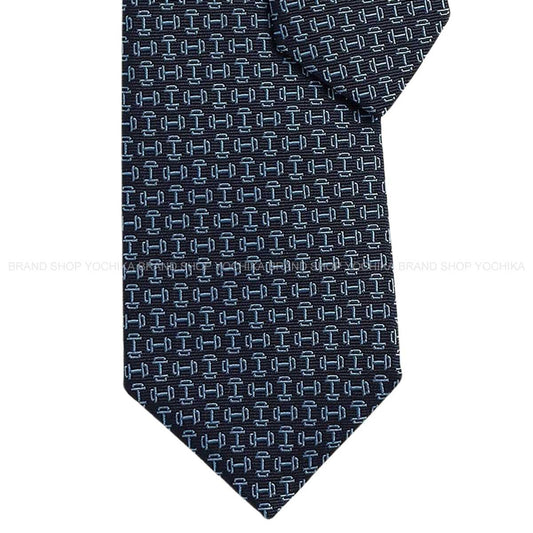 HERMES tie Mors Haltere Marine/Blue Moyen Silk100% H339417T 02[BRAND NEW][Authentic]
