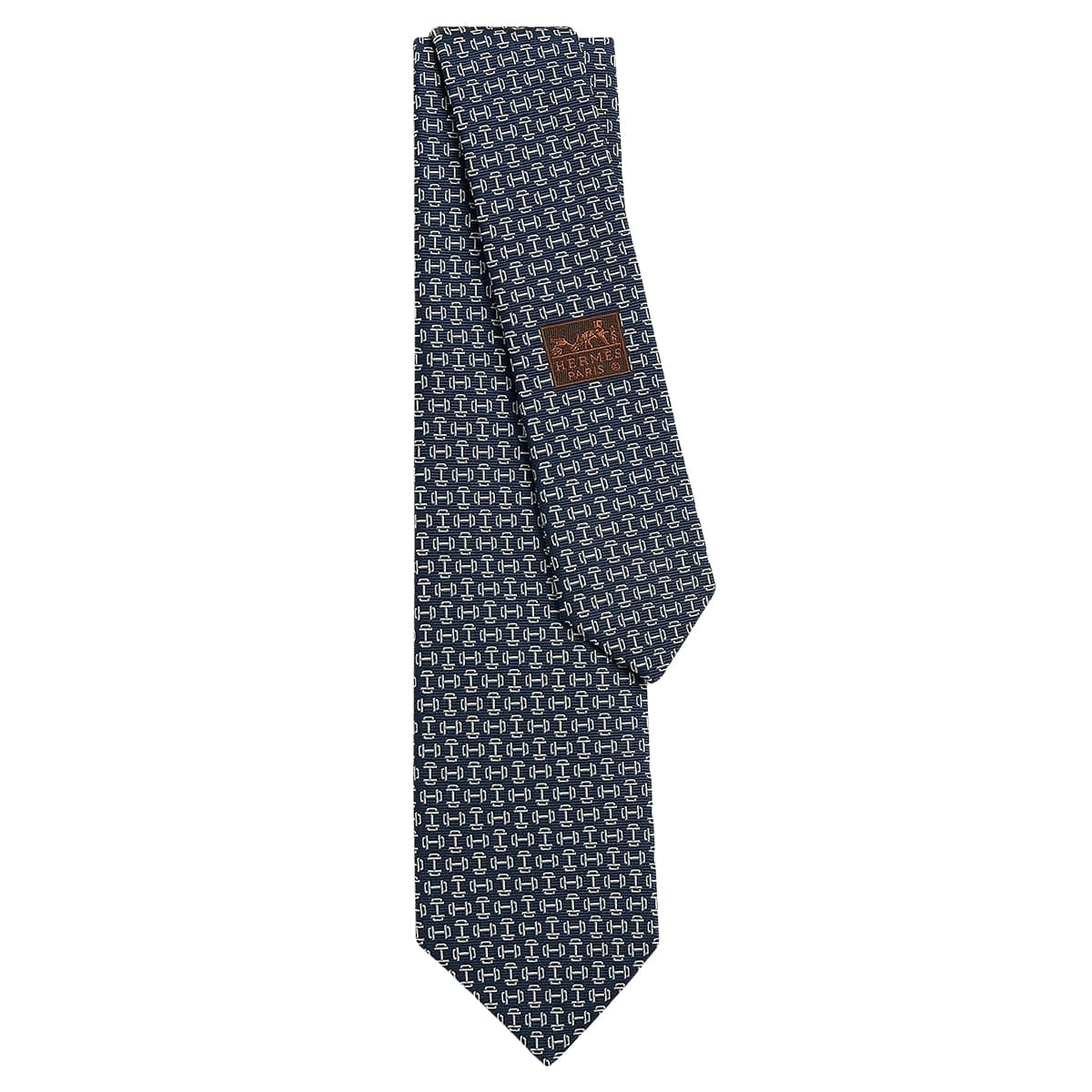 HERMES tie Mors Haltere Marine/Blanc (White) Silk100% H339417T 01[BRAND NEW][Authentic]