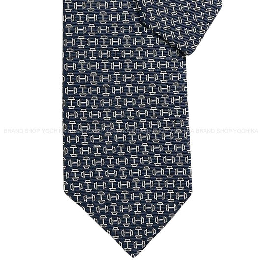 HERMES tie Mors Haltere Marine/Blanc (White) Silk100% H339417T 01[BRAND NEW][Authentic]