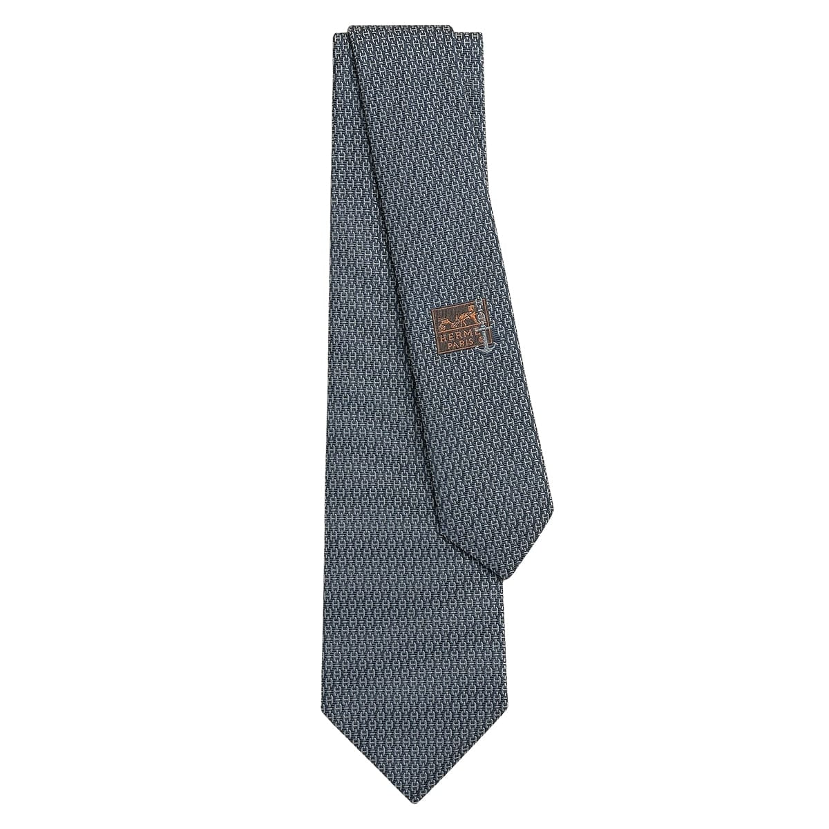 HERMES tie Maillon ClubAnthracite/Gray Silk100% H339238T 01[BRAND NEW][Authentic]