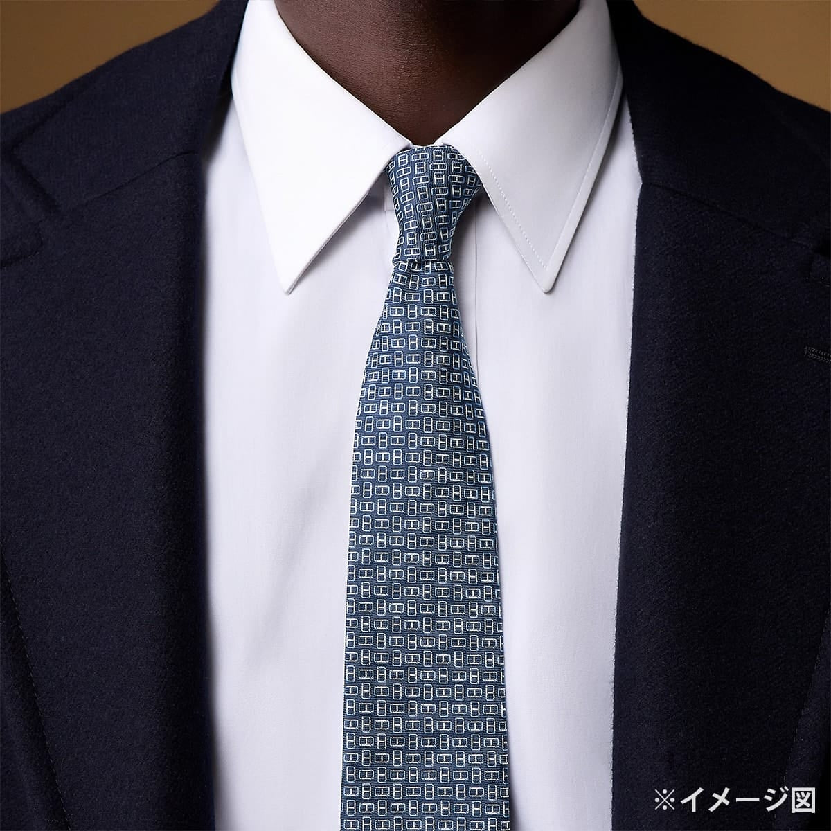 HERMES tie H Maillon Marine/Blanc (White)/Azzurro Silk100% H336222T 04[BRAND NEW][Authentic]