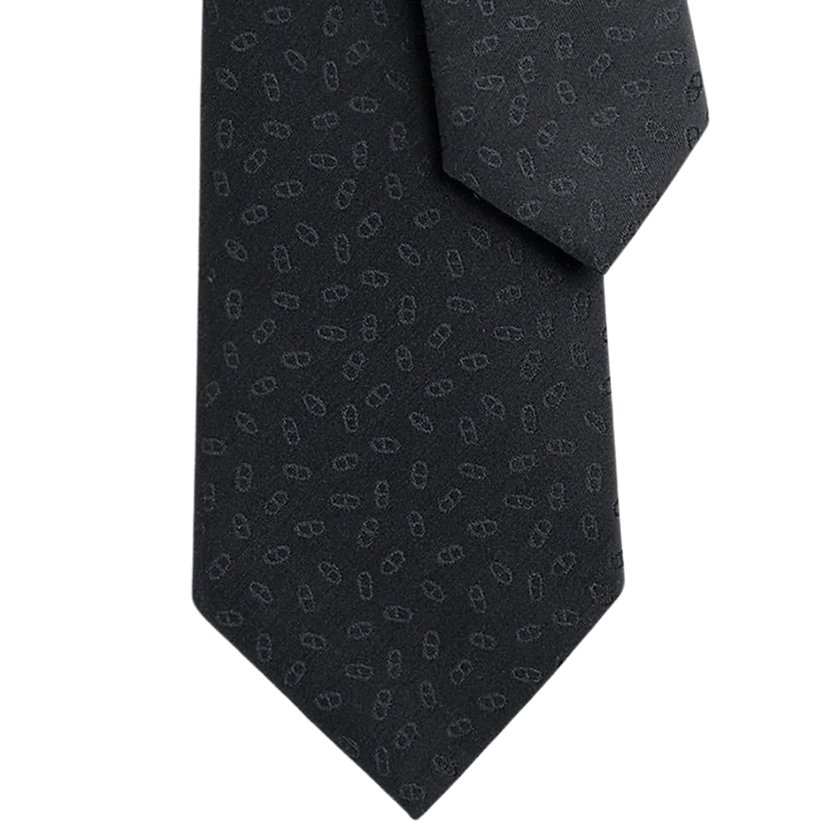 HERMES tie Faconnee Maillon H Ardoise Silk100% H036386T 06[BRAND NEW][Authentic]