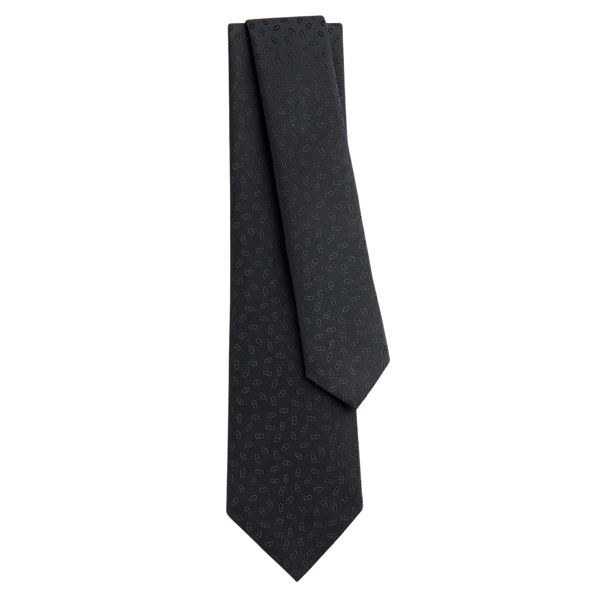HERMES tie Faconnee Maillon H Ardoise Silk100% H036386T 06[BRAND NEW][Authentic]