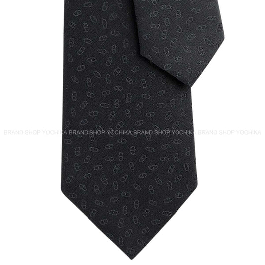 HERMES tie Faconnee Maillon H Ardoise Silk100% H036386T 06[BRAND NEW][Authentic]