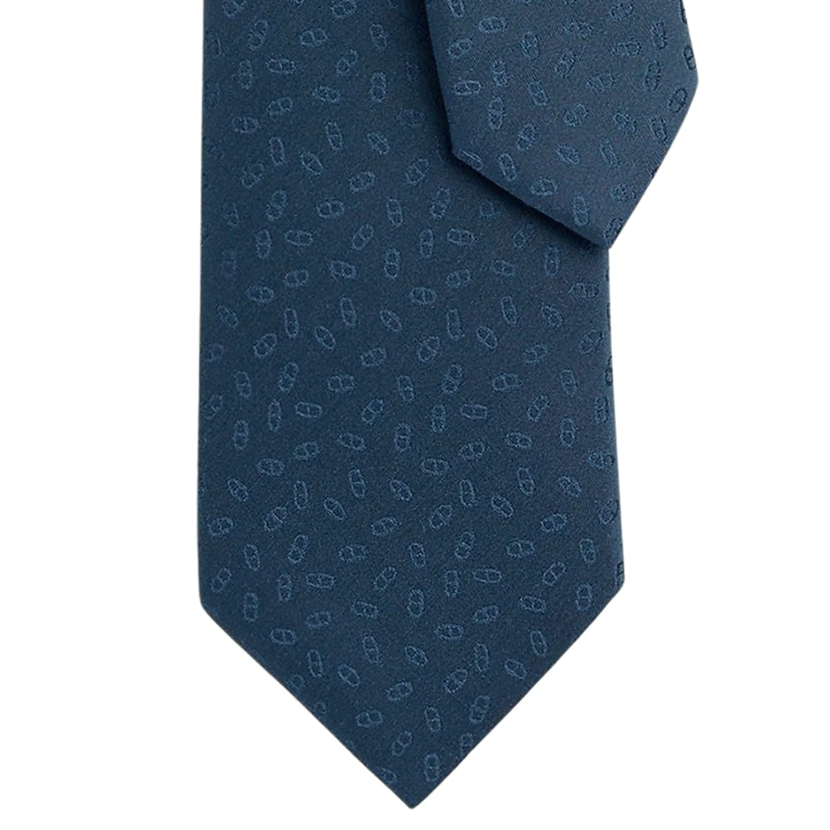 HERMES tie Faconnee Maillon HDenim Silk100% H036386T 07[BRAND NEW][Authentic]