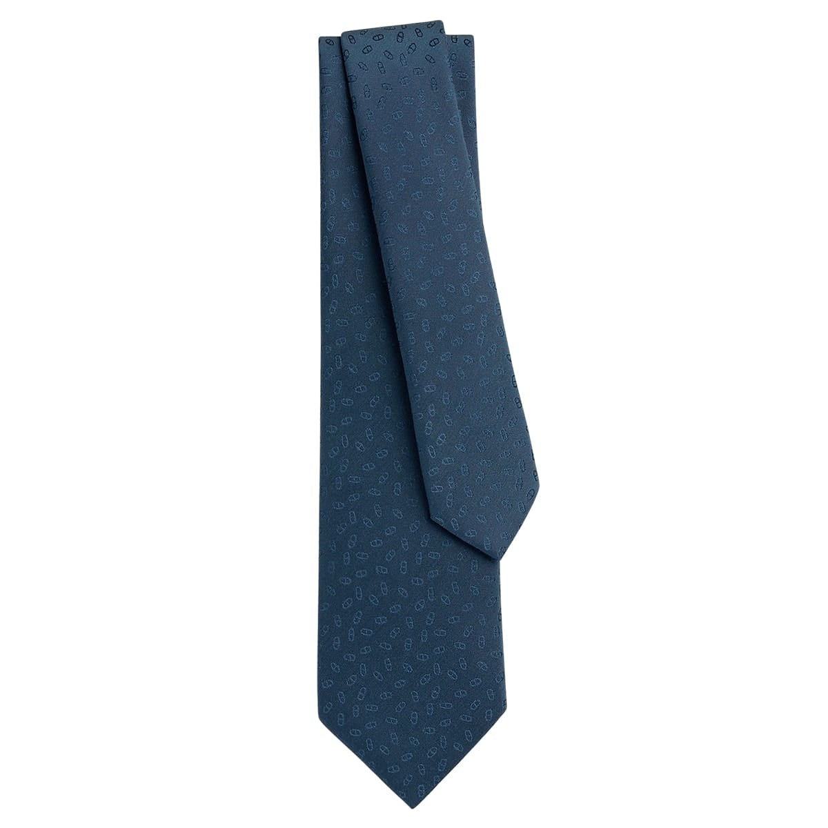 HERMES tie Faconnee Maillon HDenim Silk100% H036386T 07[BRAND NEW][Authentic]