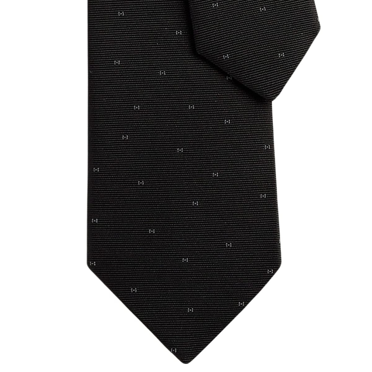 HERMES tie Faconnee Maillon H Noir (Black)Gris Silk100% H339440T 02[BRAND NEW][Authentic]