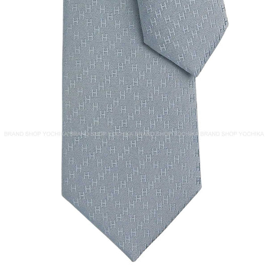 HERMES tie Faconnee New HGris Glacier Silk100% H036233T J9[BRAND NEW][Authentic]