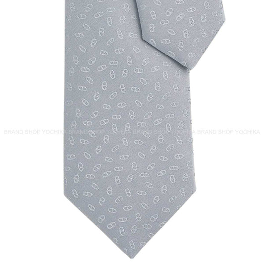 HERMES tie H AleatoireGris Glacier Silk100% H036386 04[BRAND NEW][Authentic]