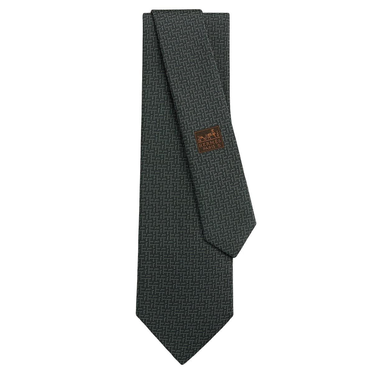 HERMES tie H TrefleAnthracite Silk100% H659448T 02[BRAND NEW][Authentic]