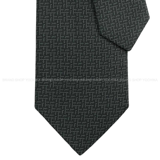 HERMES tie H TrefleAnthracite Silk100% H659448T 02[BRAND NEW][Authentic]