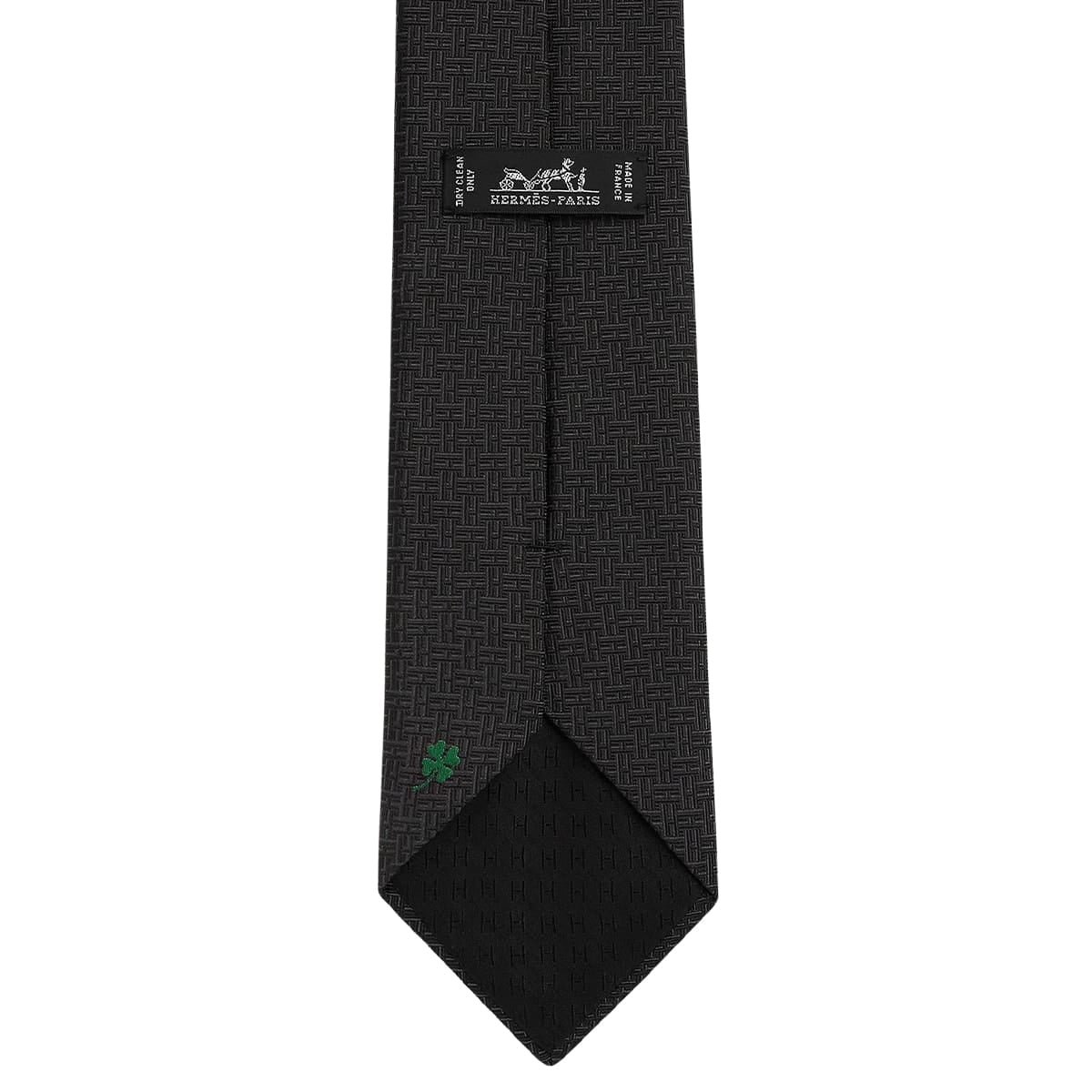 HERMES tie H Trefle Noir (Black) Silk100% H659448T 01[BRAND NEW][Authentic]