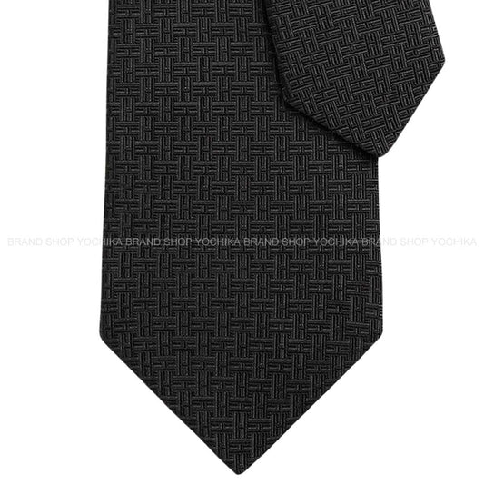 HERMES tie H Trefle Noir (Black) Silk100% H659448T 01[BRAND NEW][Authentic]