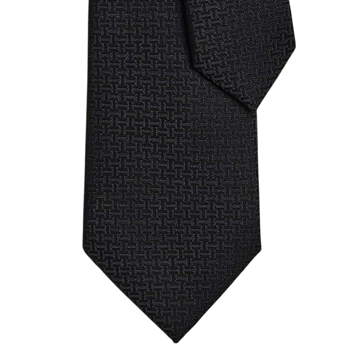 HERMES tie Upside Down Noir (Black) Silk100% H036253T 01[BRAND NEW][Authentic]