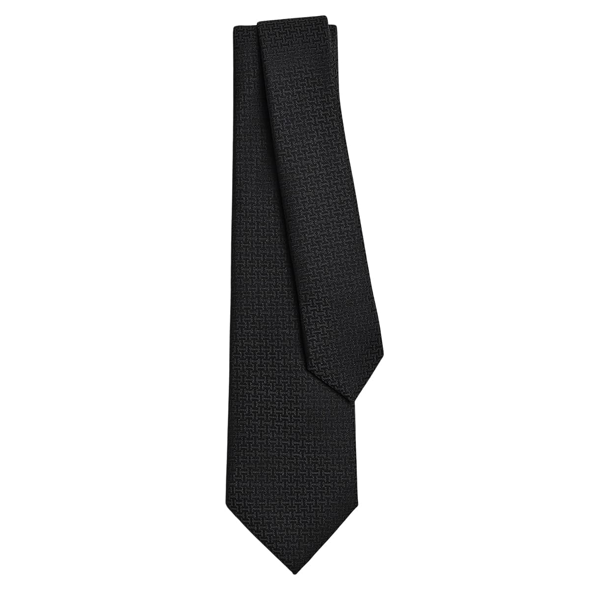 HERMES tie Upside Down Noir (Black) Silk100% H036253T 01[BRAND NEW][Authentic]