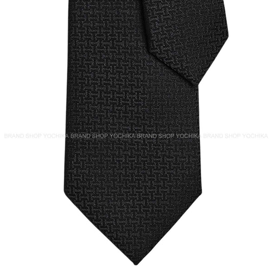 HERMES tie Upside Down Noir (Black) Silk100% H036253T 01[BRAND NEW][Authentic]